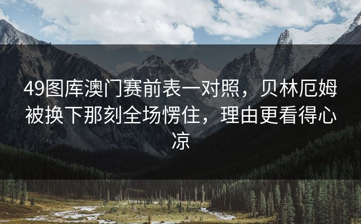 49图库澳门赛前表一对照，贝林厄姆被换下那刻全场愣住，理由更看得心凉