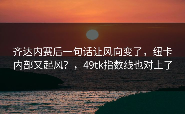 齐达内赛后一句话让风向变了，纽卡内部又起风？，49tk指数线也对上了